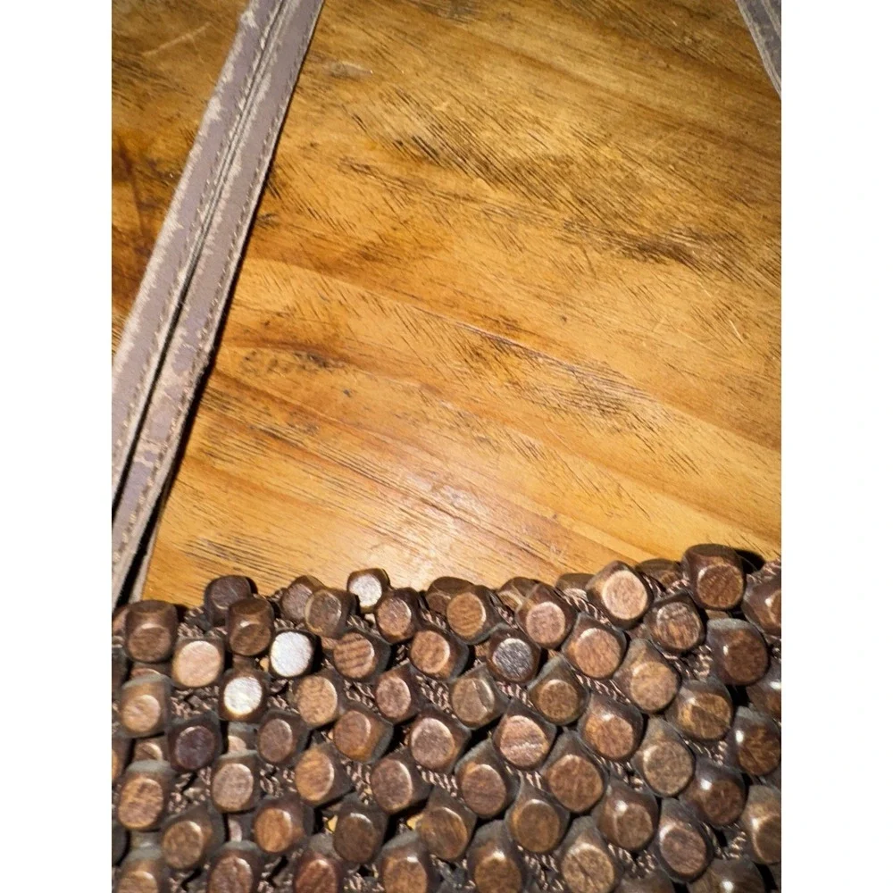 The Sak Wooden Bead Handbag Brown Handmade in Indonesia Boho Y2K Style - Picture 3 of 11